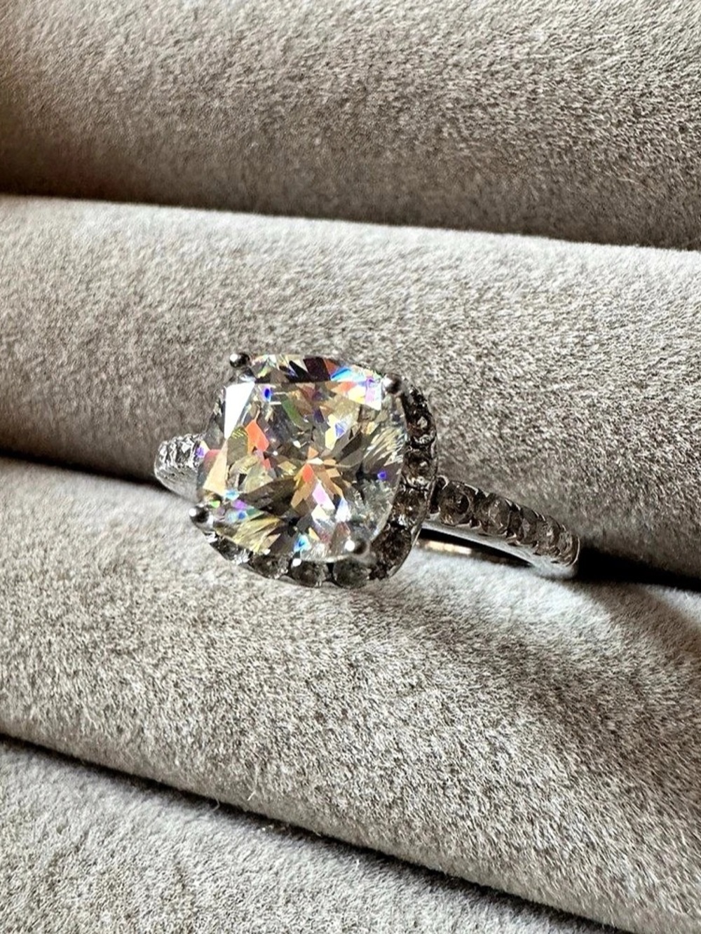 Bangkok Ratnaraj Jewelers BBJ 925 Sterling Silver Cushion CZ Halo Ring Size 8